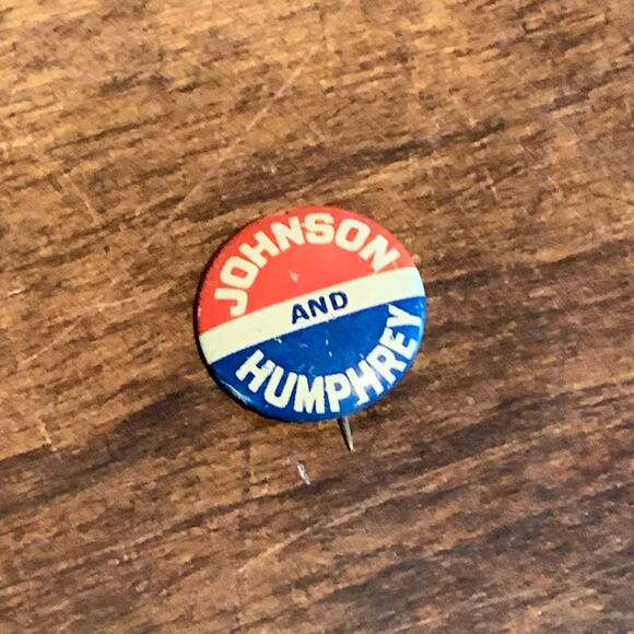1964 Lyndon B. Johnson Hubert Humphrey Union Made in USA Campaign Button - Picture 1 of 7